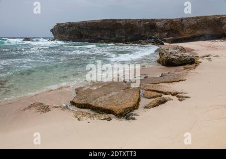 Boca Prins ein abgeschiedener Sandstrand im Arikok Nationalpark, Santa Cruz, Aruba, Karibik Stockfoto