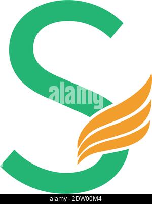 Buchstabe S-Logo mit Flügel Symbol Design-Konzept Illustration Stock Vektor