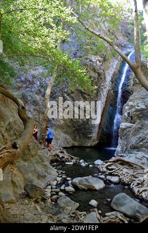 Millomeris Wasserfälle Touristenattraktion im Troodos Gebirge zwischen Pano und Platres Dörfer, Zypern Stockfoto