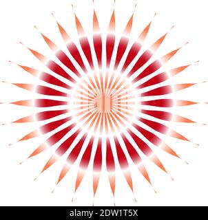 Rundes Farbverlauf-Mandala auf isoliertem weißem Hintergrund. Vector Mandala in grün und rosa Farben. Mandala mit floralen Mustern. Yoga-Vorlage Stockfoto