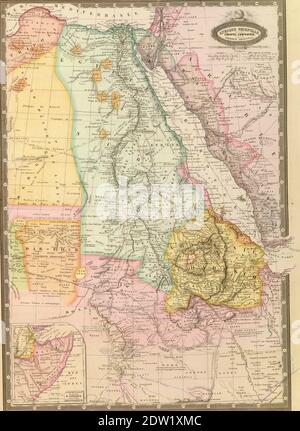 Antike Landkarte von Nordostafrika mit Ägypten, Tripolis, Sudan, Abessinien, Saudi-Arabien und Palästina aus Atlas von F. A. Garnier, 1862. Stockfoto