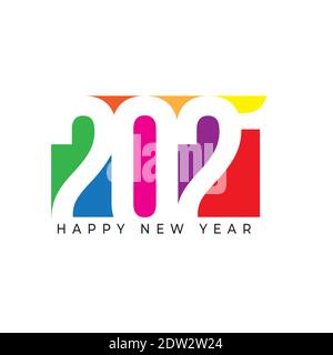 2021 Happy New Year Logo Text Design für Grußkarte, Kalender oder jedes Design. 2021 Nummer Design Vorlage. Modern und futuristisch 2021 glückliches neues Jahr Stock Vektor