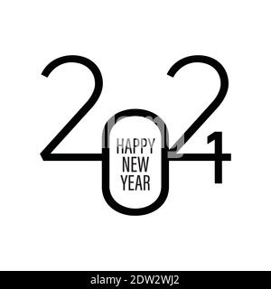 2021 Happy New Year Logo Text Design für Grußkarte, Kalender oder jedes Design. 2021 Nummer Design Vorlage. Modern und futuristisch 2021 glückliches neues Jahr Stock Vektor