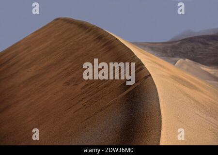 Megadunes mit Blick auf Sumu Barun Jaran See E.Shore-Badain Jaran Wüste-Innere Mongolei-China-1174 Stockfoto