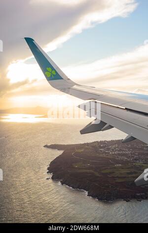 Ein Flug von Aer Lingus nach Dublin, Irland Stockfoto