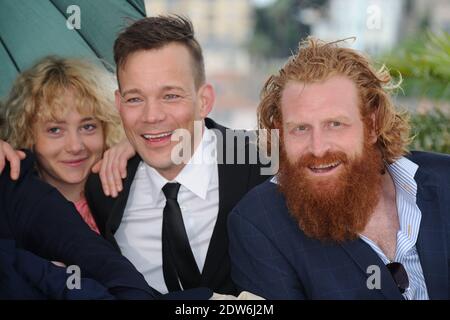 Kristofer Hivju, Lisa Loven Kongsli, Johannes Bah Kuhnke posieren im Palais des Festivals für die Fotoaufnahme des Films Turist im Rahmen der 67. Filmfestspiele von Cannes am 19. Mai 2014 in Cannes, Frankreich. Foto von Aurore Marechal/ABACAPRESS.COM Stockfoto