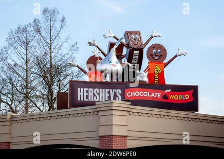 Hershey’s Chocolate World Sign in Pennsylvania, New York, USA. Stockfoto