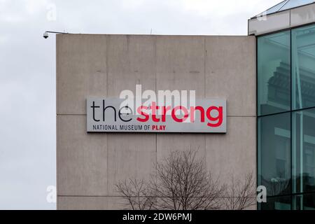 Das Zeichen des Strong National Museum of Play in Rochester, NY, USA. Stockfoto