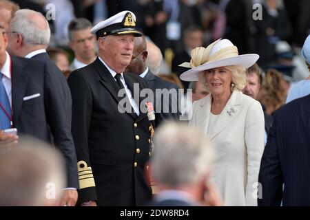 Herzogin von Cornwall, Camilla nimmt an der Internationalen Zeremonie am Sword Beach in Ouistreham Teil, als Teil der offiziellen Zeremonien anlässlich des D-Day 70. Jahrestag, am 6. Juni 2014 in der Normandie, Frankreich. Foto von Abd Rabbo-Bernard-Gouhier-Mousse/ABACAPRESS.COM Stockfoto