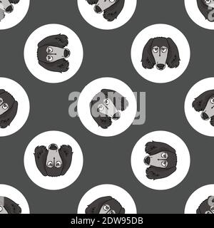 Hand gezeichnet niedlichen Saluki Hund Gesicht Rasse in Polka Punkt nahtlose Vektor-Muster. Purebread Stammbaum Welpen inländischen auf dotty Hintergrund. Hundeliebhaber Stock Vektor