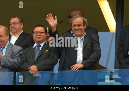 Michel Platini beim Fußballweltcup erste Runde Gruppe G Spiel Deutschland gegen Portugal im Ponte Nova Stadion, Salvador de Bahia, Brasilien , am 16. Juni 2014. Deutschland gewann 4:0. Foto von Henri Szwarc/ABACAPRESS.COM Stockfoto