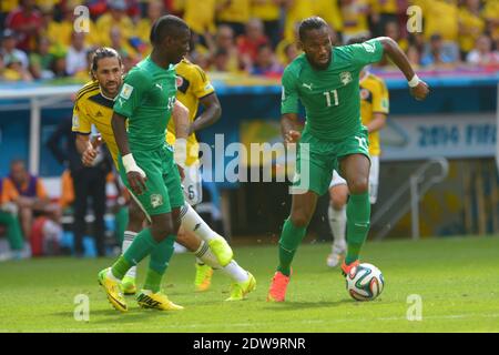 Didier Drogba von der Elfenbeinküste während der Fußball-Weltmeisterschaft 2014 erste Runde des Gruppe-D-Spiels Kolumbien gegen die Elfenbeinküste im Nationalstadion Brasilia, Brasilien, am 19. Juni 2014. Kolumbien gewann 2:1. Foto von Henri Szwarc/ABACAPRESS.COM Stockfoto