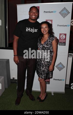 Tarik Abdul-Wahad und Anais Baydemir bei der Vorstellung von La Pierre Intelligente : IHajar von Tarik Abdul-Wahad in der Lieu Prive in Paris, Frankreich, am 26. Juni 2014 statt. Foto von Audrey Poree/ABACAPRESS.COM Stockfoto