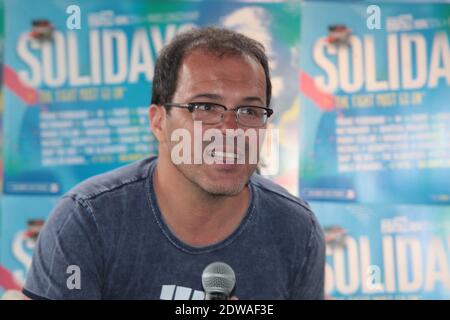 Luc Barruet nimmt an einer Pressekonferenz Teil, die am 27. Juni 2014 im Rahmen des jährlichen AIDS Charity and Fundraising Music Festival Solidays auf der Rennstrecke Longchamp in Paris, Frankreich, stattfindet. Foto von Audrey Poree/ABACAPRESS.COM Stockfoto