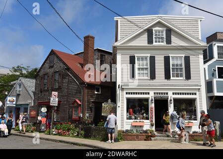 Historische Galerie auf Bearskin Neck in der Innenstadt von Rockport, Massachusetts, USA. Stockfoto