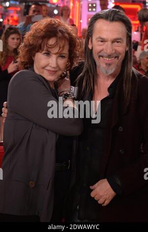 Marlene Jobert und Florent Pagny bei der Aufnahme von Vivement Dimanche am 22. April 2014 in Paris, Frankreich. Foto von Max Colin/ABACAPRESS.COM Stockfoto