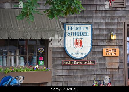 Historische Galerie auf Bearskin Neck in der Innenstadt von Rockport, Massachusetts, USA. Stockfoto