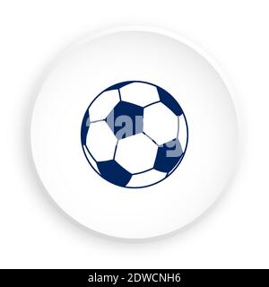 Ball für Fußball, Fußball-Ikone im Neomorphismus-Stil für mobile App. Sportausrüstung. Schaltfläche für mobile Anwendung oder Web. Vektor auf weißem Hintergrund Stock Vektor