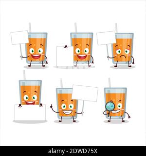 Orange Saft Cartoon Charakter bringen Informationboard. Vektorgrafik Stock Vektor