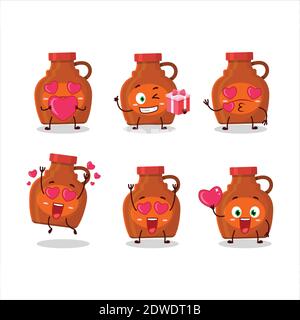 Ahornsirup Cartoon-Figur mit Liebe niedlichen Emoticon. Vektorgrafik Stock Vektor