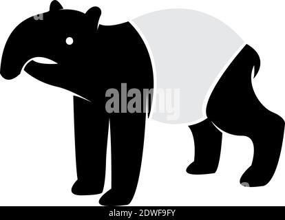 Vektor eines Tapirs auf weißem Hintergrund. Leicht editierbare Vektorgrafik mit Ebenen. Wilde Tiere. Stock Vektor