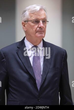 Brüssel, Belgien. Dezember 2020. Michel Barnier, Chefunterhändler der britischen Task Force der Europäischen Kommission, nimmt am 22. Dezember 2020 in Brüssel an einer Sitzung des Ausschusses der Ständigen Vertreter (AStV) zum aktuellen Stand der Verhandlungen zwischen der EU und dem Vereinigten Königreich Teil. Die Ständigen Vertreter der EU werden über den Stand der Verhandlungen zwischen der EU und dem Vereinigten Königreich und das umfassende Investitionsabkommen zwischen der EU und China sprechen. - Foto von Monasse T/ANDBZ/ABACAPRESS.COM Quelle: ABACAPRESS/Alamy Live News Stockfoto