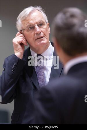 Brüssel, Belgien. Dezember 2020. Michel Barnier, Chefunterhändler der britischen Task Force der Europäischen Kommission, nimmt am 22. Dezember 2020 in Brüssel an einer Sitzung des Ausschusses der Ständigen Vertreter (AStV) zum aktuellen Stand der Verhandlungen zwischen der EU und dem Vereinigten Königreich Teil. Die Ständigen Vertreter der EU werden über den Stand der Verhandlungen zwischen der EU und dem Vereinigten Königreich und das umfassende Investitionsabkommen zwischen der EU und China sprechen. - Foto von Monasse T/ANDBZ/ABACAPRESS.COM Quelle: ABACAPRESS/Alamy Live News Stockfoto