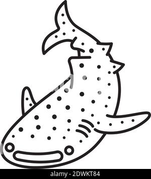 Walhai Cartoon Vektorlinie Symbol für Whale Shark Day am 29. August. Stock Vektor