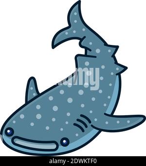 Walhai Cartoon joslated Vektor Illustration für Whale Shark Day am 30. August. Stock Vektor