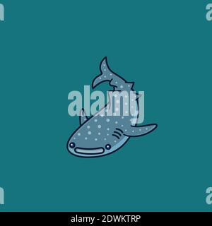 Walhai Cartoon Vektor Illustration für Whale Shark Day am 30. August. Stock Vektor