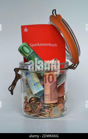 Glas, Euro, Spabuch Stockfoto