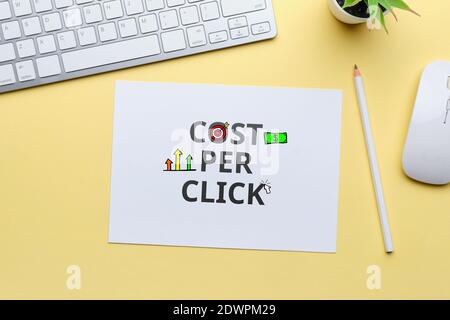 CPC-Kosten pro Klick beliebtes Werbemodell. Stockfoto