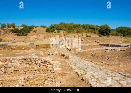 Grosseto, Italien - 4. September 2020. Die Ruinen Roselle oder Rusellae, eine alte etruskische und römische Stadt in der Toskana Stockfoto