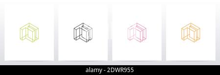 Kubisches Drahtmodell Buchstabe Logo Design F Stock Vektor