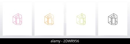 Kubisches Drahtmodell Buchstabe Logo Design D Stock Vektor