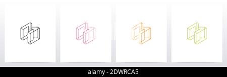 Kubisches Drahtmodell Buchstabe Logo Design M Stock Vektor