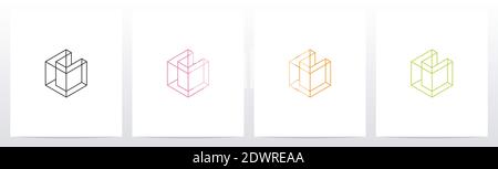 Kubisches Drahtmodell Buchstabe Logo Design U Stock Vektor