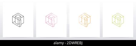 Kubisches Drahtmodell Buchstabe Logo Design Q Stock Vektor