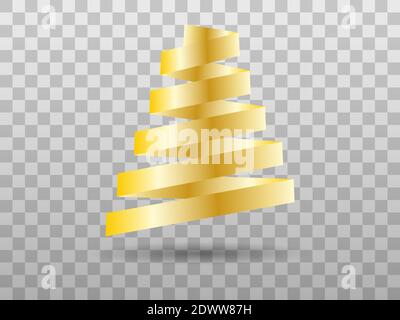 Weihnachtsbaum aus Band isoliert auf einem transparenten Hintergrund. Goldener Gradient. Vektorgrafik Stock Vektor
