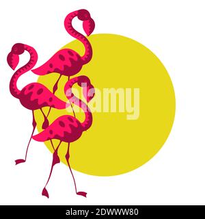 Flamingo und Sonne mit Kopierraum, eps10 Vektor-Illustration isoliert auf weiß, speichern wilde Tiere Konzept. Stock Vektor