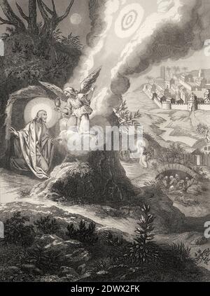 Die Qual im Garten Gethsemane, Neues Testament, Stahlstich 1853, digital restauriert Stockfoto