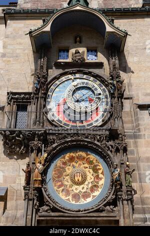 Prager Rathausuhr am Altstädter Ring in Prag, Tschechien Stockfoto