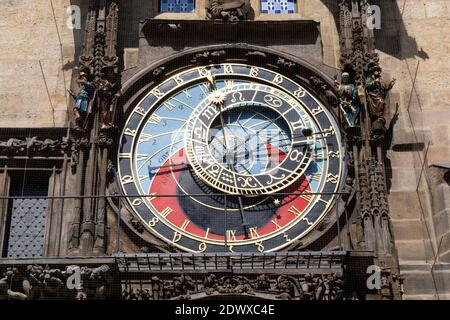 Prager Rathausuhr am Altstädter Ring in Prag, Tschechien Stockfoto