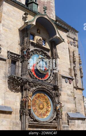 Prager Rathausuhr am Altstädter Ring in Prag, Tschechien Stockfoto