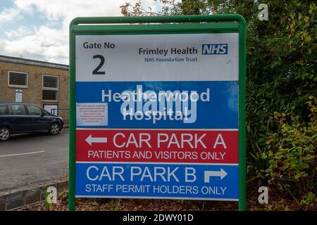 Ascot, Berkshire, Großbritannien. November 2020. Das Frimley Health NHS Heatherwood Hospital in Ascot war heute sehr beschäftigt. Quelle: Maureen McLean/Alamy Stockfoto