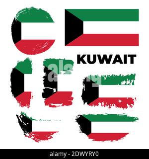 Grunge Pinselstrich mit KUWAIT Nationalflagge. Stock Vektor