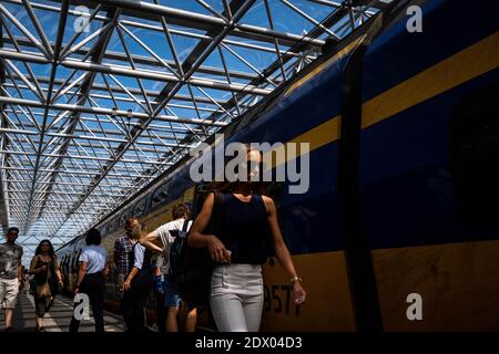 Vie quotidienne à Amsterdam. Tägliches Leben in Amsterdam. Stockfoto