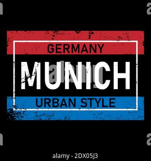 Vector Illustration München, Deutschland, stilvolle Grafik Design für t-shirts, Vintage Design, T-shirt, Grafiken, München, Leinwand, München Typographie, Varsity Stock Vektor
