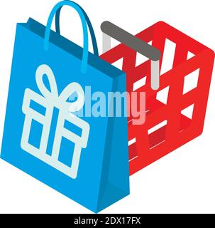 Symbol für Weihnachtseinkäufe. Isometrische Darstellung des Vektor-Symbols für Urlaubseinkäufe im Internet Stock Vektor