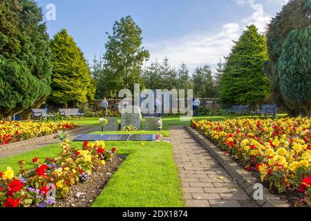 Garden of Remembrance für Pan am Flight 103 auf dem Dryfestale Cemetery, Lockerbie in Schottland. Stockfoto